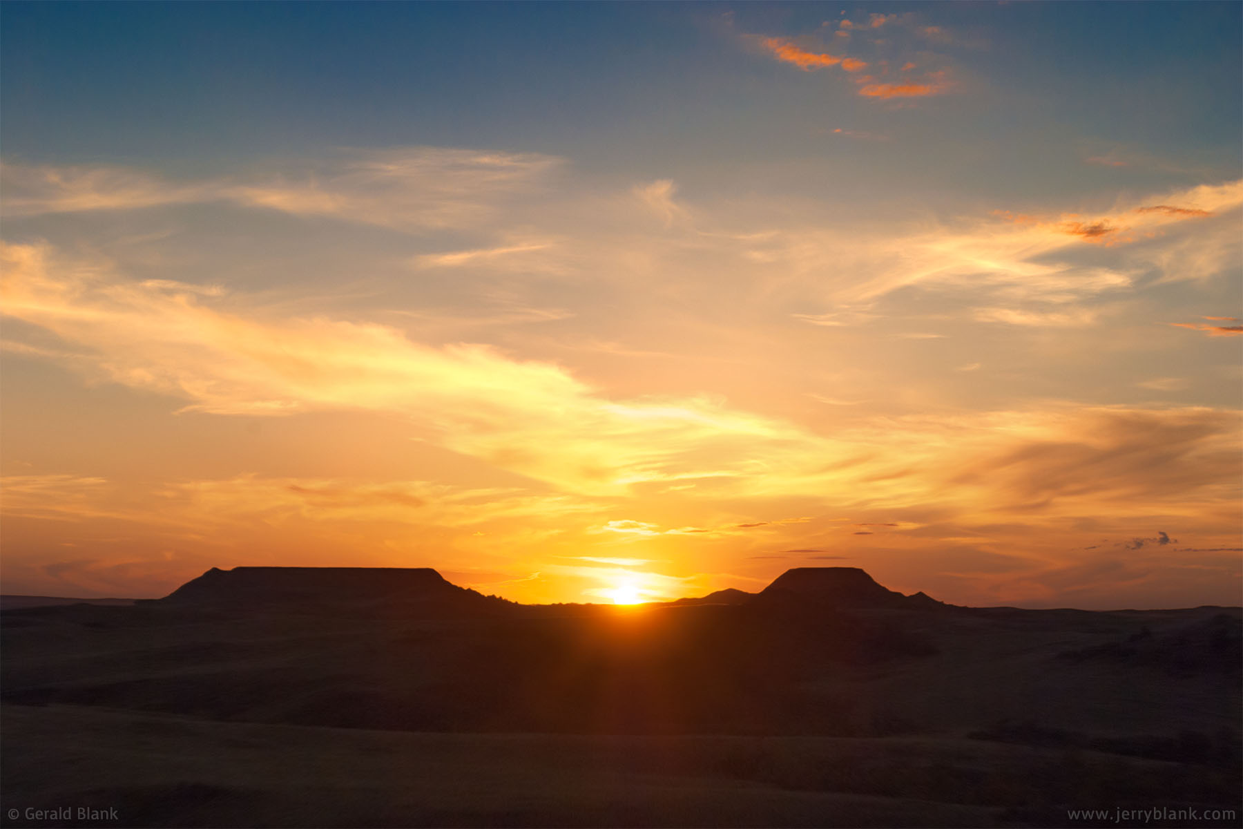 #02341 - Sunset at Squaretop Buttes and Goat Pass, in the Little Missouri National Grassland, Billings County, North Dakota - photo by Jerry Blank