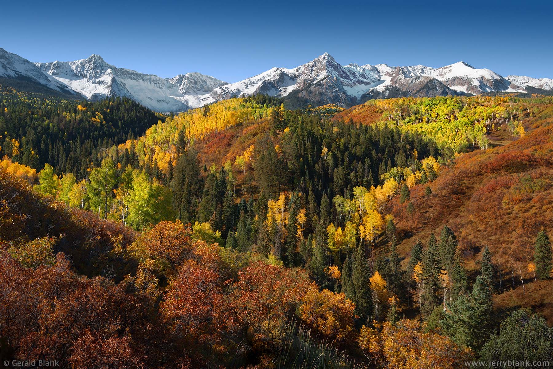 #06737 - Autumn colors near Mears Peak and Ruffner Mountain, San Juan Mountains, viewed from Ouray County Road 9 in Colorado - photo by Jerry Blank