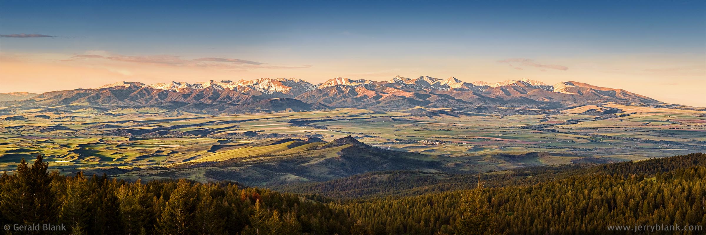 #07945 - Panoramic view of the Crazy Mountains in Montana, captured shortly before sunset in midsummer - photo by Jerry Blank