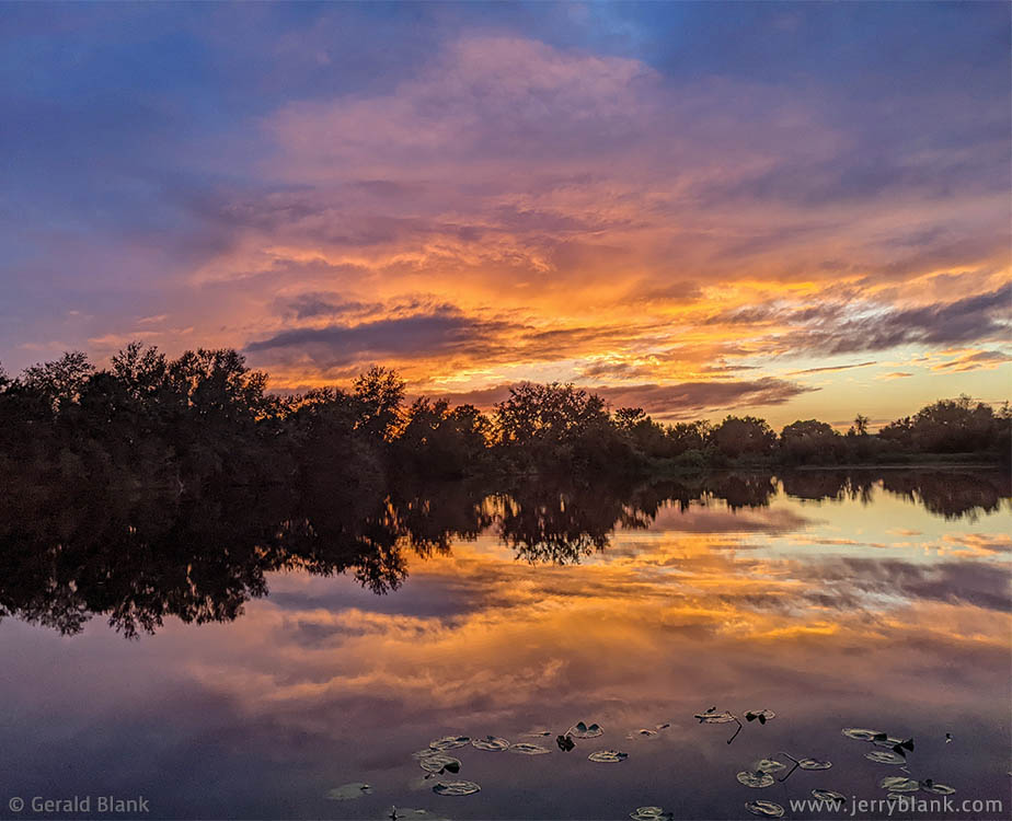A post-sunset glow in the sky is reflected in the south pond at Horizon West Regional Park - photo by Jerry Blank