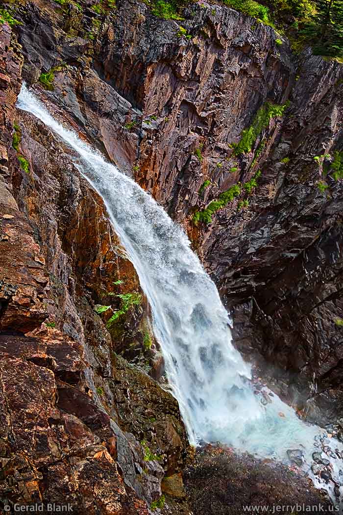 #06651 - Downward view of Bear Creek Falls, a scenic waterfall near US Hwy. 550, south of Ouray, Colorado - photo by Jerry Blank