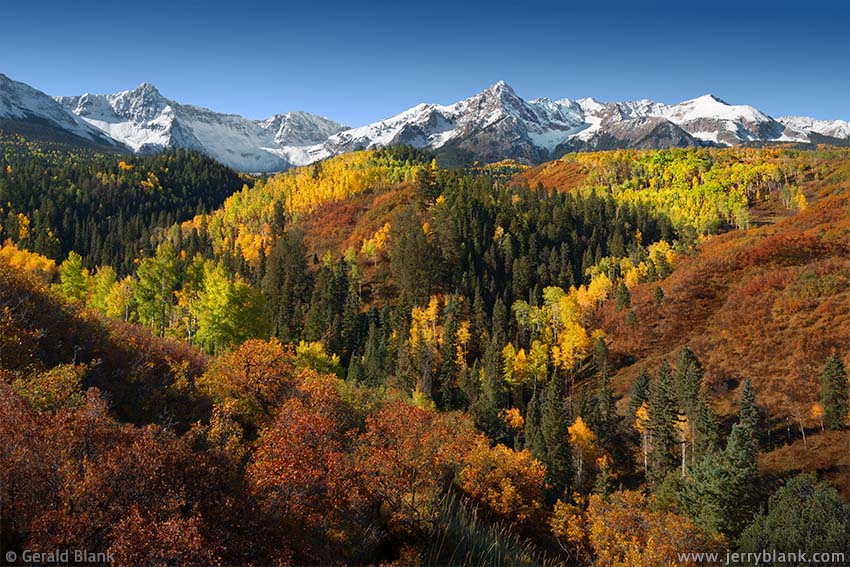 #06737 - Autumn colors near Mears Peak and Ruffner Mountain, San Juan Mountains, viewed from Ouray County Road 9 in Colorado - photo by Jerry Blank