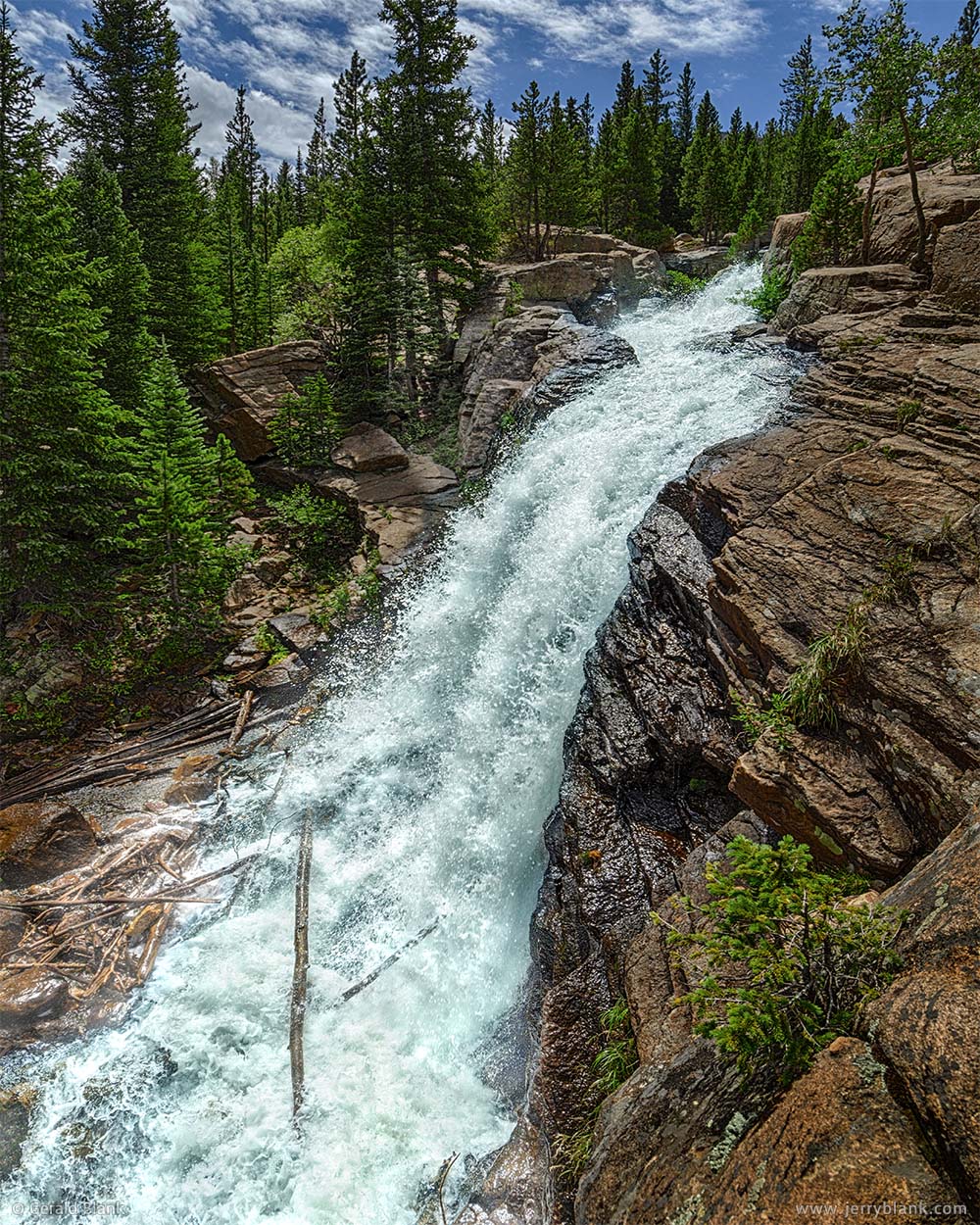 #22563 - Tons of clear mountain water per second flow down Alberta Falls, located in Glacier Gorge, Rocky Mountain National Park, Colorado - photo by Jerry Blank