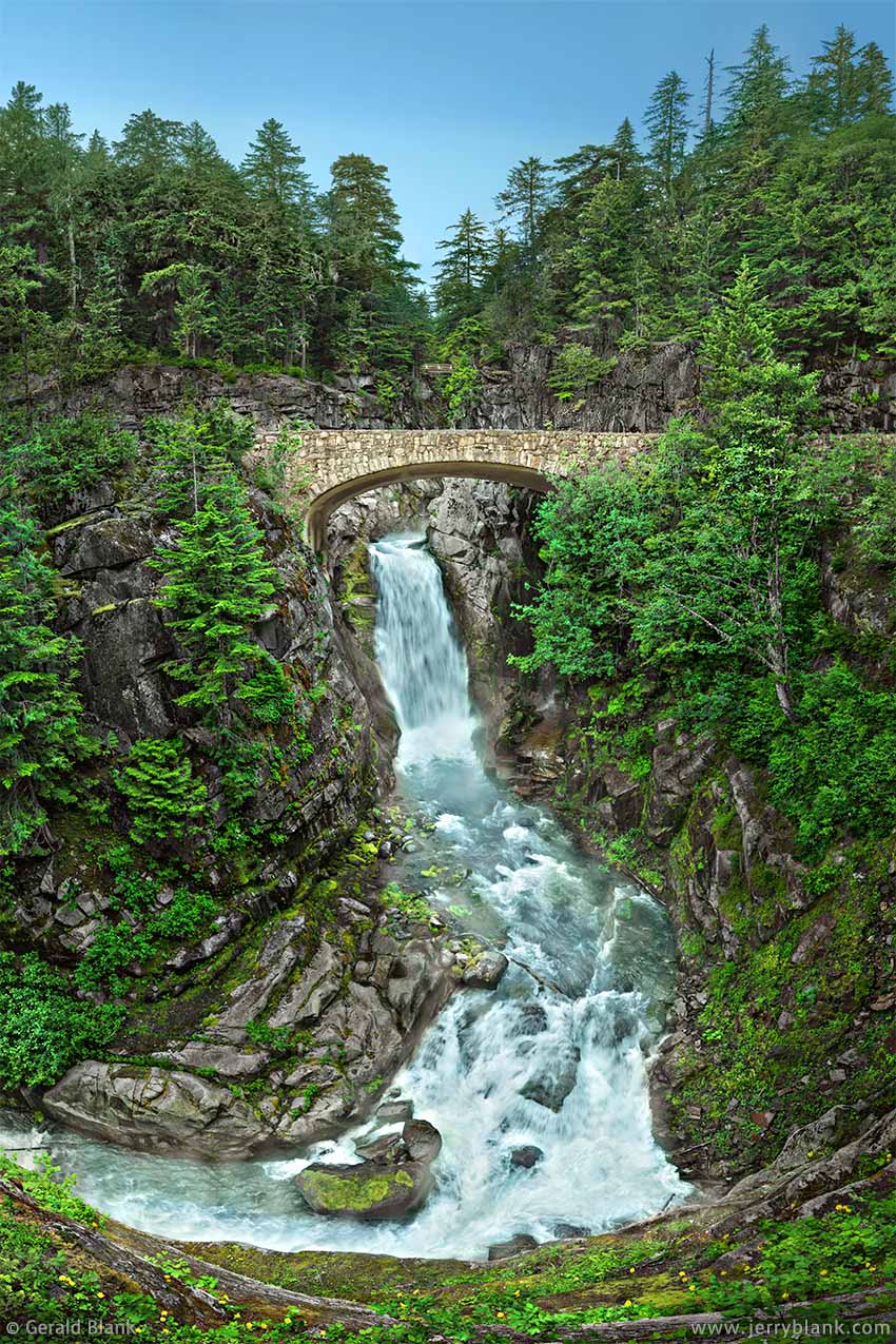 #32614 - An arched stonework bridge over scenic Christine Falls on Van Trump Creek, Mount Rainier National Park, Washington - photo by Jerry Blank