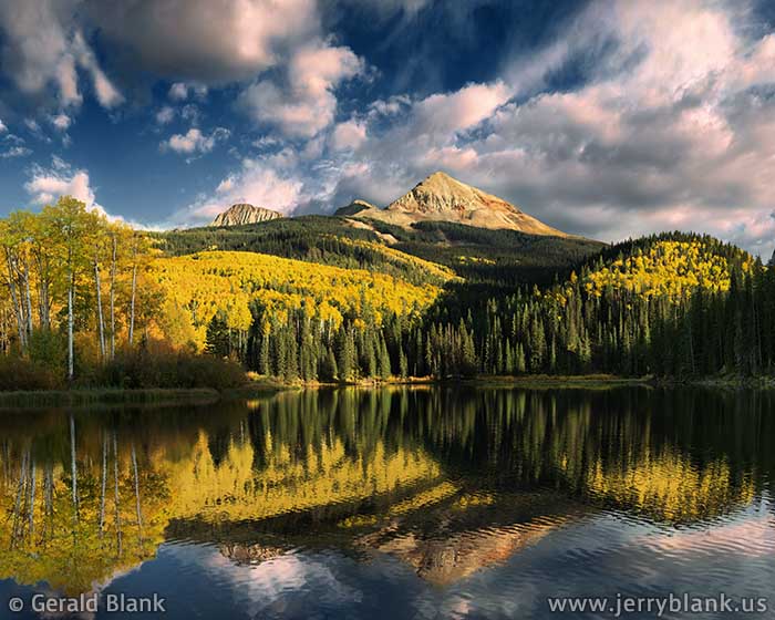 #46067 - A colorful late evening view across Woods Lake, located west of Wilson Peak on Wilson Mesa in Colorado - photo by Jerry Blank